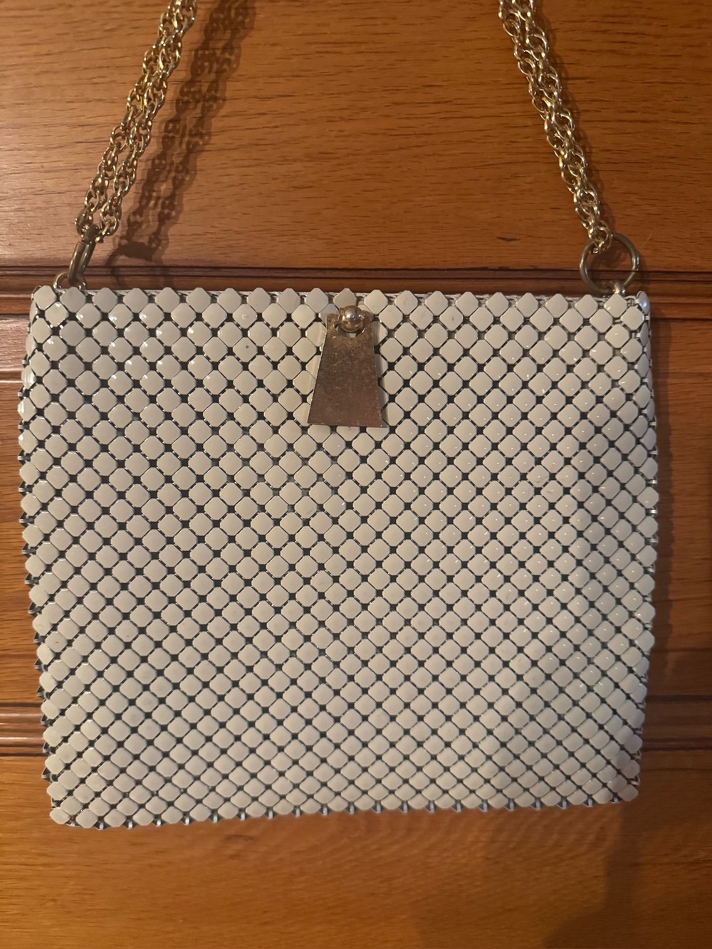 Vintage 1950s Whiting & Davis White Armor Mesh Evening Bag